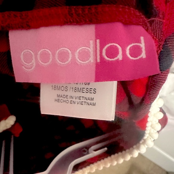 Like new Red &blk w/ white cute ruffles sz 18M fun plaid dress w/wh bow headband - Picture 6 of 12